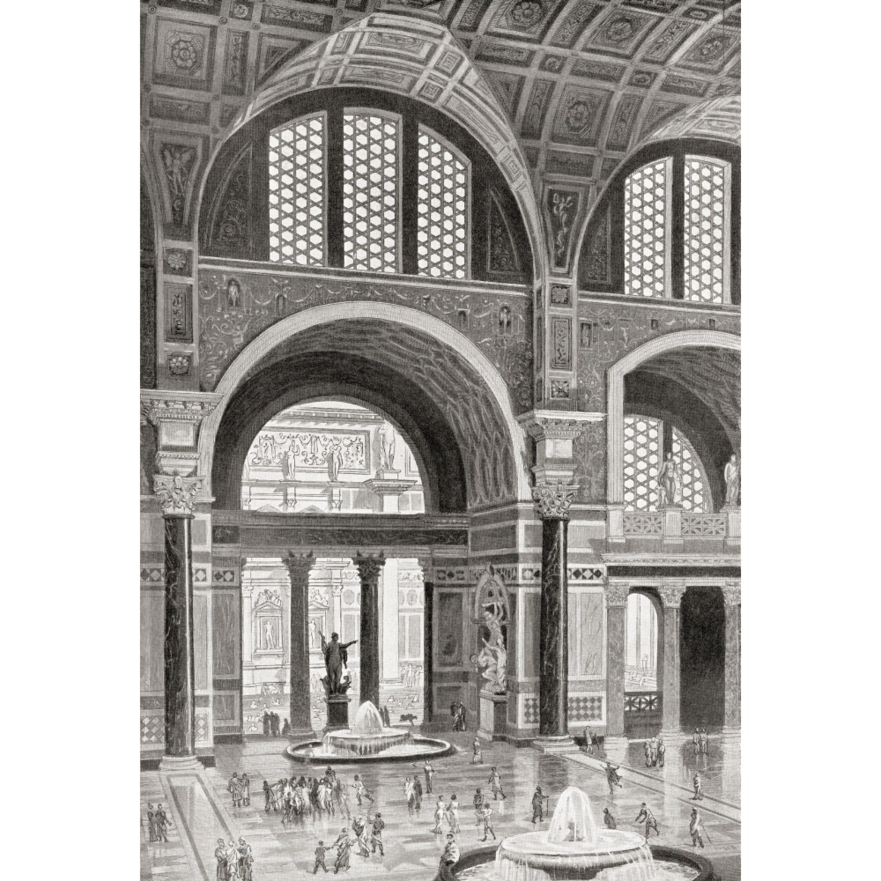 Posterazzi Artists reconstruction of the Baths of Caracalla Rome Italy. From Hutchinsons History of the Nations published 1915.